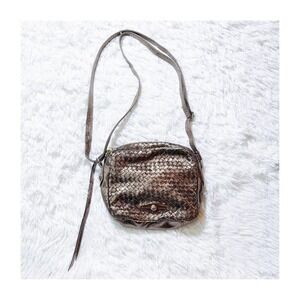 Elliot Lucca Metallic Brown Braided Leather Crossbody Bag
